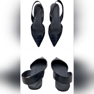 Zara Croc Blue Slingback Size 7.5